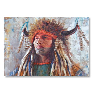 Kızılderili Erkek Savaşçı Görseli Mdf Ahşap Tablo 35x50 cm