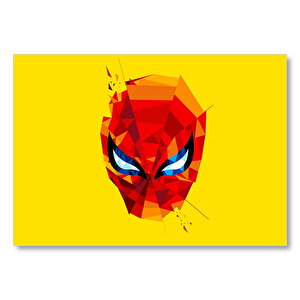 Örümcek Adam Kafası Üçgen Mozaik Sarı Arka Plan Mdf Ahşap Tablo 25x35 cm