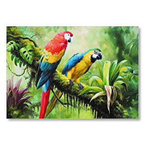 Daldaki Pappağanlar Görseli Mdf Ahşap Tablo 50x70 cm