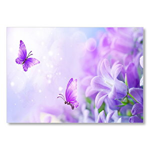 Lavantalar Ve Mor Kelebekler Mdf Ahşap Tablo 25x35 cm