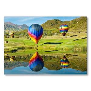 Uçan Balon Ve Yolcuları Görseli Mdf Ahşap Tablo 25x35 cm