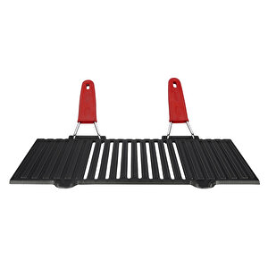 Döküm Dikdörtgen Mangal Izgarası Silikon Paslanmaz Çift Tel Saplı Ölçü 40x25cm.