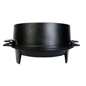 Döküm Yuvarlak Mangal Izgara Set Döküm Demir Yekpare Çift Kulplu Çap (ø)36cm.