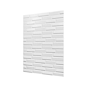 Bien Home 50x35 Cm 0,17 M² Kendinden Yapışkanlı Duvar Kağıdı Esnek Köpük Paneli 3d Boyutlu Piramit Desen Beyaz