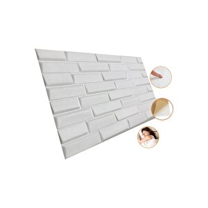 Bien Home 50x35 Cm 0,17 M² Kendinden Yapışkanlı Duvar Kağıdı Esnek Köpük Paneli 3d Boyutlu Piramit Desen Beyaz
