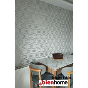 Bien Duvar Kağıtları 605 Kabartmalı Dalga Çizgi Gri Gümüş Desenli Duvar Kağıdı 5,30 M²