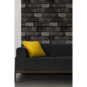6410 Siyah Tuğla Taş Desen Duvar Kağıdı 5,30 M²
