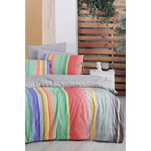 Moretti Multicolour Çift Kişilik %100 Pamuk Fancy Poplin Nevresim Takımı