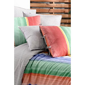 Moretti Multicolour Çift Kişilik %100 Pamuk Fancy Poplin Nevresim Takımı