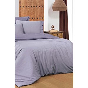New Fancy Stripe Lila King Size (battal Boy) %100 Pamuk Çizgili Nevresim Takımı