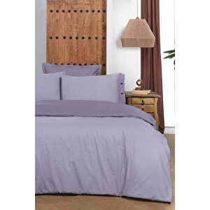 New Fancy Stripe Lila King Size (battal Boy) %100 Pamuk Çizgili Nevresim Takımı