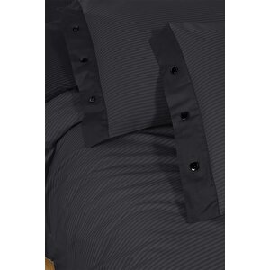 New Fancy Stripe Siyah King Size (battal Boy) %100 Pamuk Çizgili Nevresim Takımı