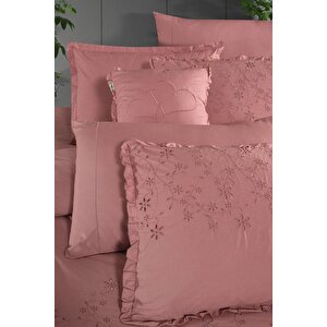 Peste Percale Pembe King Size Nevresim Takımı V4 Pembe