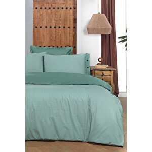 New Fancy Stripe Koyu Yeşil King Size (battal Boy) %100 Pamuk Çizgili Nevresim Takımı
