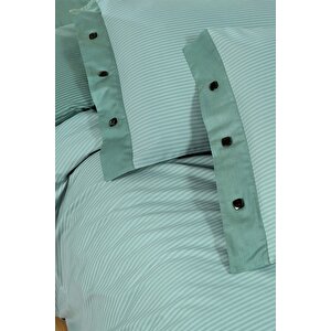 New Fancy Stripe Koyu Yeşil King Size (battal Boy) %100 Pamuk Çizgili Nevresim Takımı