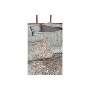 Burgonya Fancy Poplin Nevresim Takımı Tek Kişilik Oranj