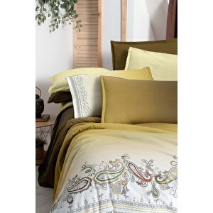 Terry Sarı Tek Kişilik %100 Pamuk Fancy Poplin Nevresim Takımı