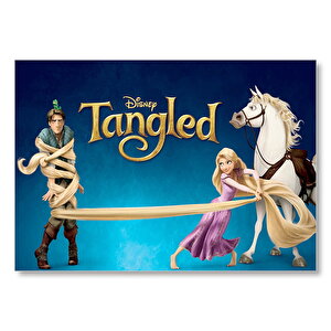 Karmakarışık Rapunzel At Ve Genç Mdf Ahşap Tablo 50x70 cm
