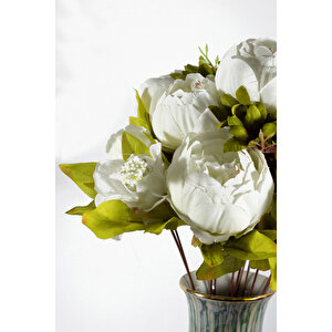 Yapay Çiçek Jumbo Beyaz Marsilya Gülü Demeti Beyaz