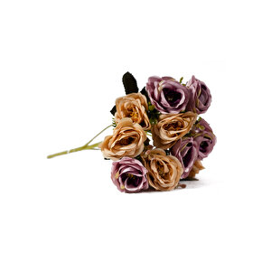 Yapay Çiçek Lila - Turuncu Gül Demeti Lila – Turuncu
