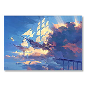 Bulutlar Ve Fantastik Yelkenliler Mdf Ahşap Tablo 25x35 cm