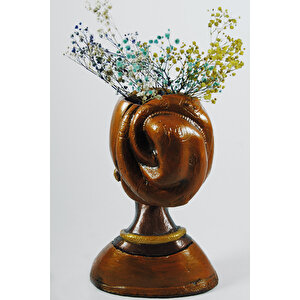 Dekoratif Kadın Figürlü Turuncu Detaylı  Şık Vazo