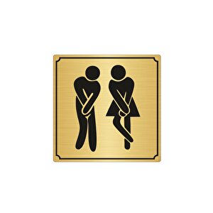 Wc Bay Bayan Yönlendirme Levhası 15 X 15 Cm Yapışkanlı Altın Renk