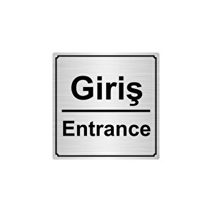Gi̇ri̇ş/entrance 20cmx20cm Metal Yönlendi̇rme Levhasi Gümüş Renk Metal
