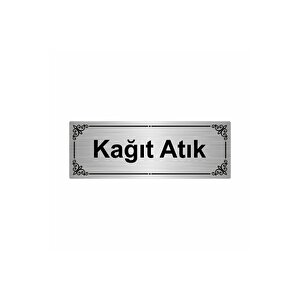 Kağıt Atık 7x20cm Gümüş Renk Metal Yönlendirme Levhası