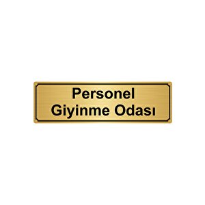 Personel Gi̇yi̇nme Odasi Yönlendi̇rme Levhasi 5cmx20cm Altin Renk Metal