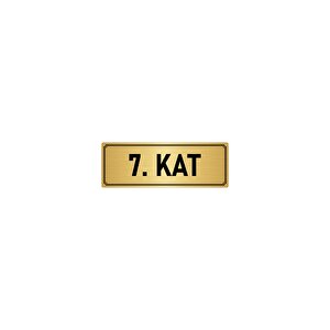 Metal Yönlendirme Levhası, Departman Kapı İsimliği 7. Kat 5x20 Cm Altın Renk