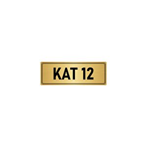 Metal Yönlendirme Levhası, Departman Kapı İsimliği Kat 12 10x20 Cm Altın Renk