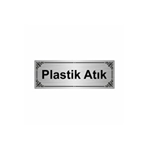 Plastik Atık 7x20cm Gümüş Renk Metal Yönlendirme Levhası