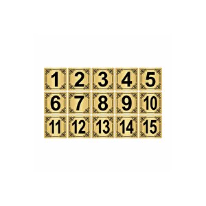 Metal Kapı,masa,dolap Numarası 7x7cm 15 Adet(1..15) Altın Renk Metal