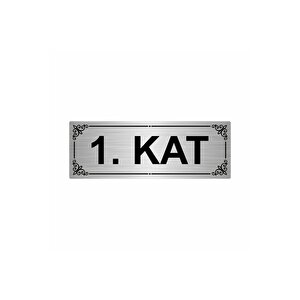 1.kat 7x20cm Gümüş Renk Metal Yönlendirme Levhası