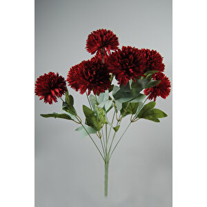 Yapay Çiçek Kırmızı Jumbo 9'lu Kartopu Çiçeği Demeti