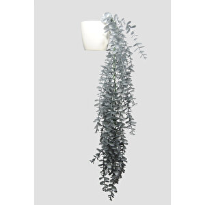 Yapay Çiçek Maxi Boy Beyaz Saksılı Gümüş Okaliptus Sarkıtı