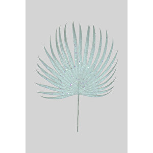 Yapay Çiçek Lux Beyaz Simli 2 Adet Palmiye Yaprağı Ara Malzeme