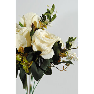 Yapay Çiçek Lux Ara Malzemeli Beyaz Jumbo Gül