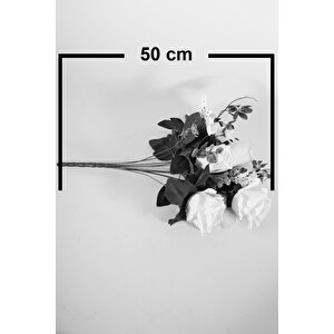 Yapay Çiçek Lux Ara Malzemeli Beyaz Jumbo Gül