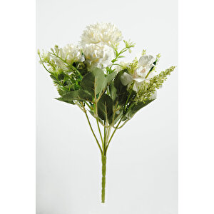Yapay Çiçek Beyaz Yıldız Ve Kartopu Çiçeği Ara Malzemeli Küçük Demet