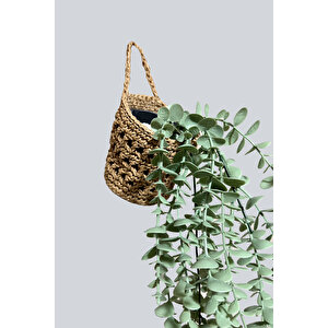 Yapay Çiçek Handmade Asılabilir Sepet Detaylı Pastel Yeşil Okaliptus Sarkıtı