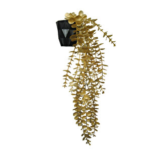 Gold Okaliptus 45 Cm New Collection Siyah Elmas Saksıda Yapay Sarkan Bitki