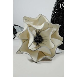 Yapay Çiçek Homemade Beyaz - Gümüş Tek Dal Lateks Çiçek