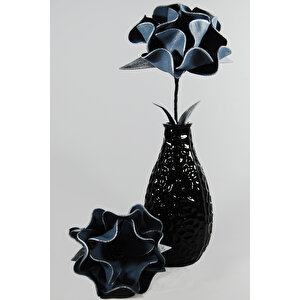 Yapay Çiçek Homemade Mavi - Gümüş Tek Dal Lateks Çiçek
