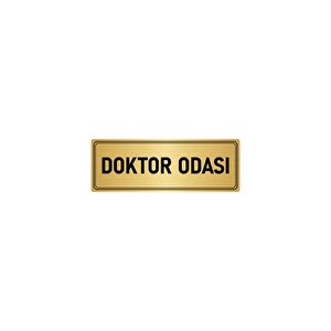 Metal Yönlendirme Levhası, Departman Kapı İsimliği Doktor Odası 7x20 Cm Altın Renk