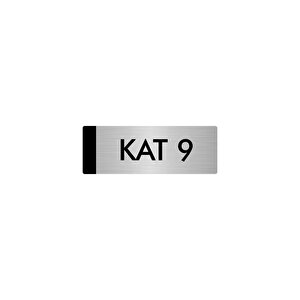 Metal Yönlendirme Levhası, Departman Kapı Isimliği Kat 9 7x20 Cm Gümüş Renk