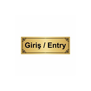 Giriş/entry 7x20cm Altın Renk Metal Yönlendirme Levhası