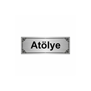 Atölye 7x20cm Gümüş Renk Metal Yönlendirme Levhası