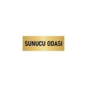 Metal Yönlendirme Levhası, Departman Kapı İsimliği Sunucu Odası 5x20 Cm Altın Renk